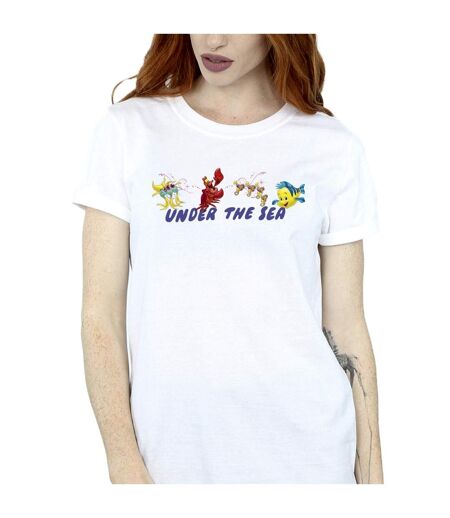 Disney Femme/Les femmes La petite sirène sous la mer - T-shirt boyfriend en coton (Blanc) - UTBI31176