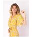 Robe longue SAKURA bohème imprimé fleuri jaune Coton Du Monde