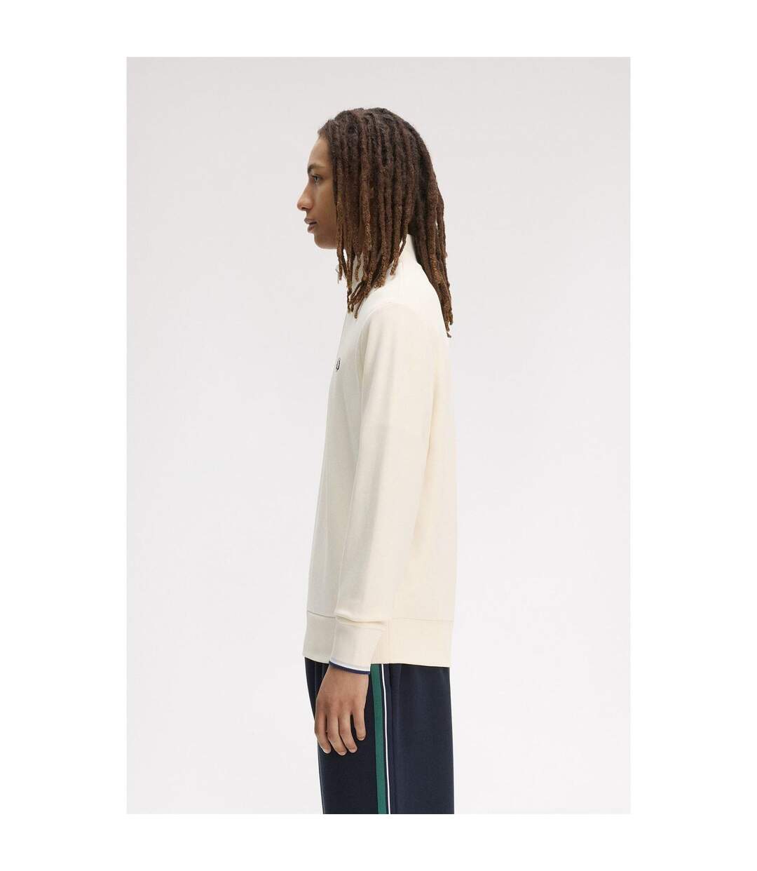 Mens Logo Half Zip Sweatshirt Ecru Fred Perry-4