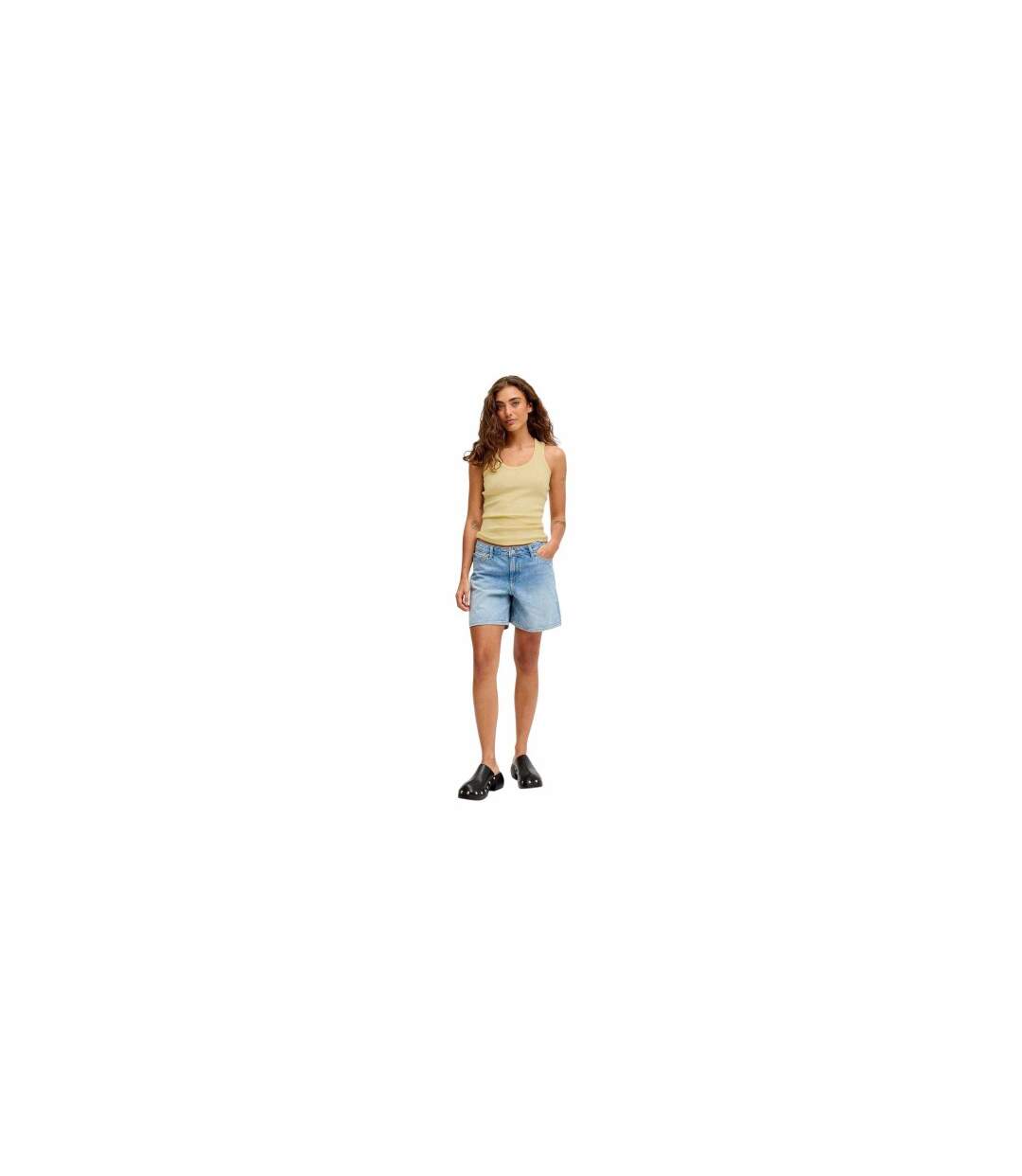 Womens/ladies Frida Ribbed Tank Top Sunlight JJXX-1
