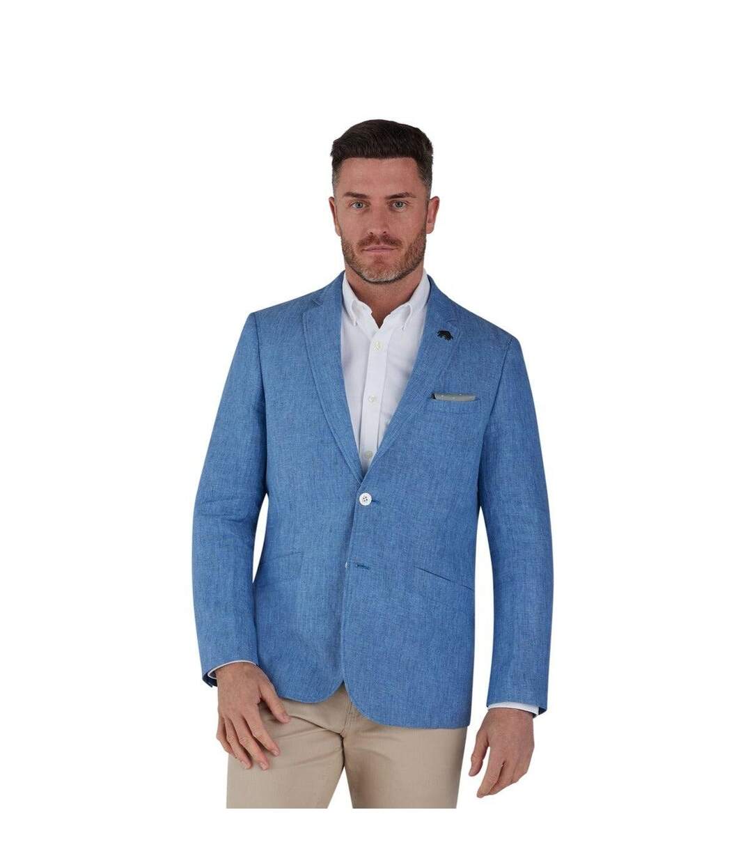 Mens linen blazer mid blue Raging Bull-3