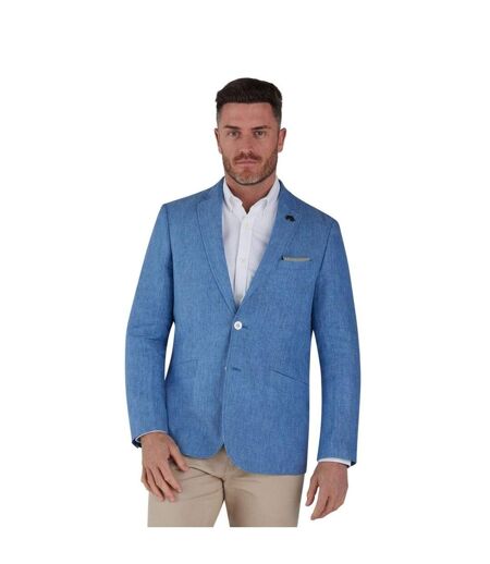 Mens linen blazer mid blue Raging Bull