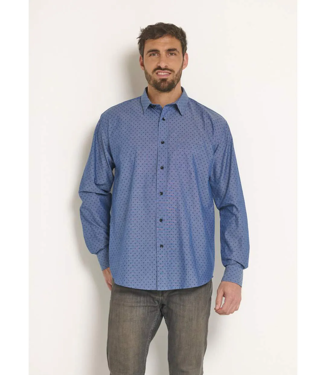 Chemise fantaisie chambray imprimé-1