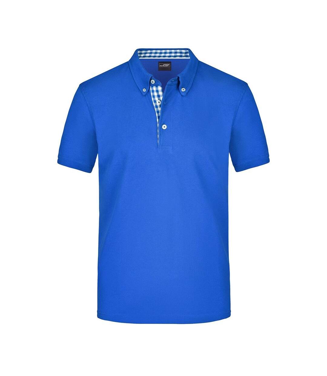 Polo Motif/style Uni Homme Bleu Roi Blanc James And Nicholson-1