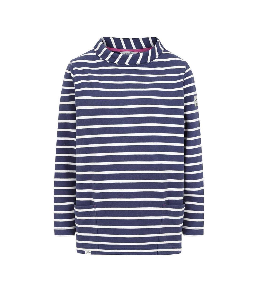 Womens/ladies Striped Roll Neck Sweatshirt Twilight Lazy Jacks-1