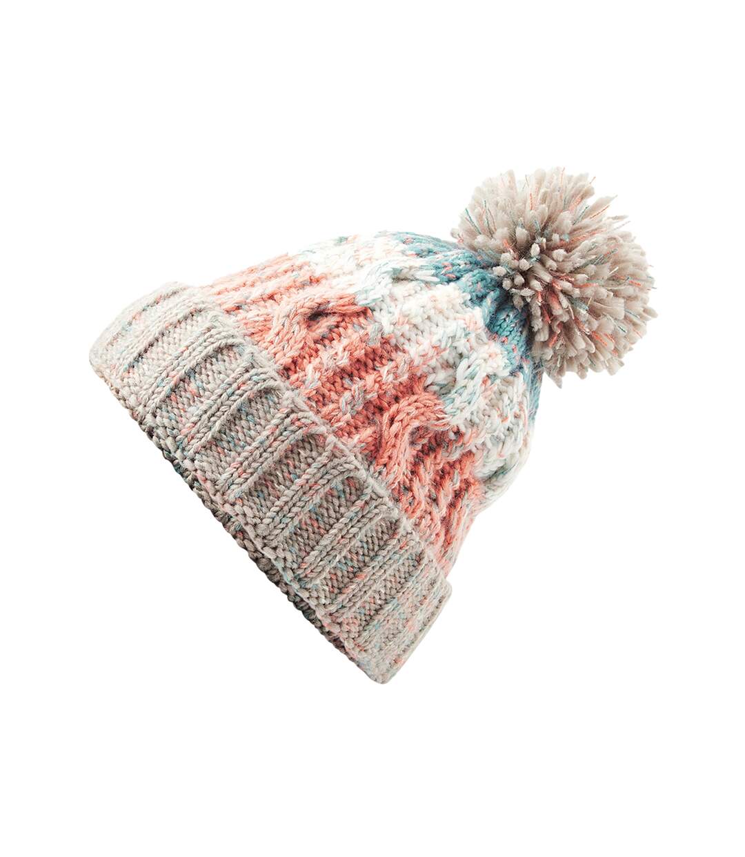 Bonnet adulte blanc / corail Beechfield-3