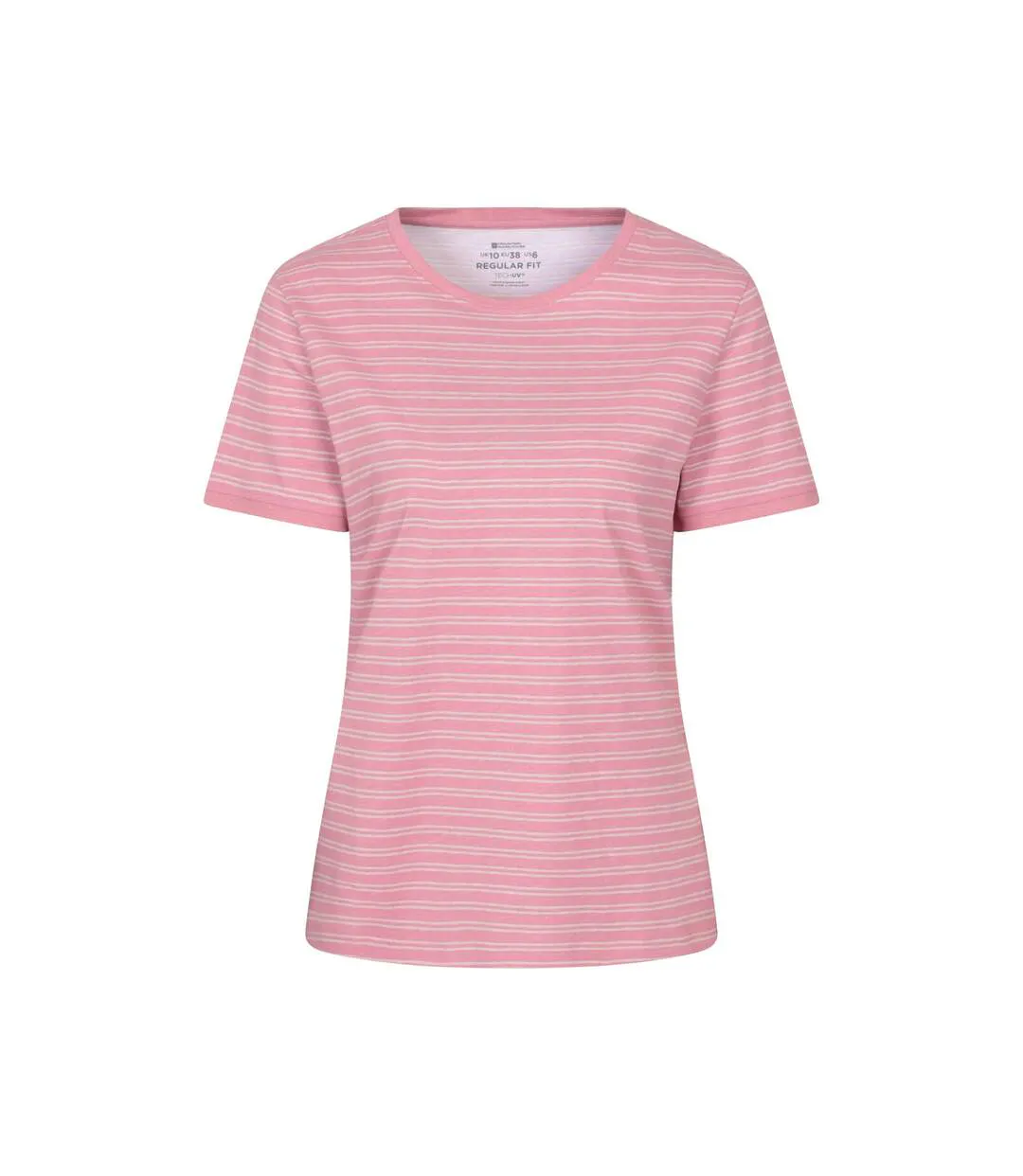 Womens/ladies Contrast Striped Ribbed T-shirt Light Pink Mountain Warehouse-1