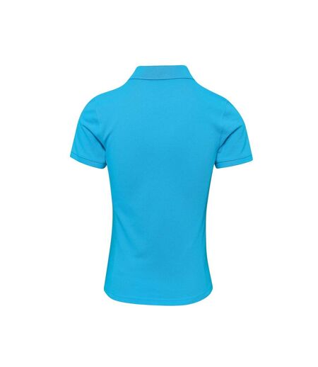 Womens/ladies Coolchecker Plus Piqu Polo With Coolplus Turquoise Premier