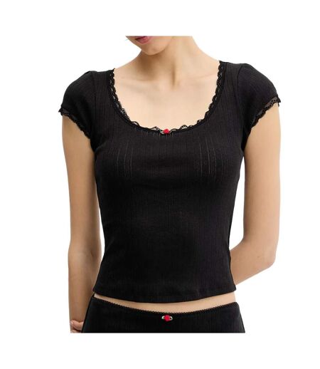 Débardeur noir femme tommy hilfiger pointell - l