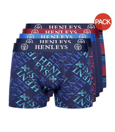 Pack of 5  Mens rutling assorted designs boxer shorts  navy Henleys