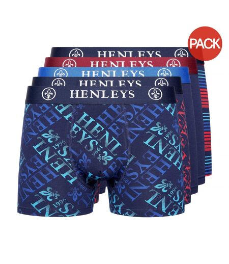 Pack of 5  Mens rutling assorted designs boxer shorts  navy Henleys