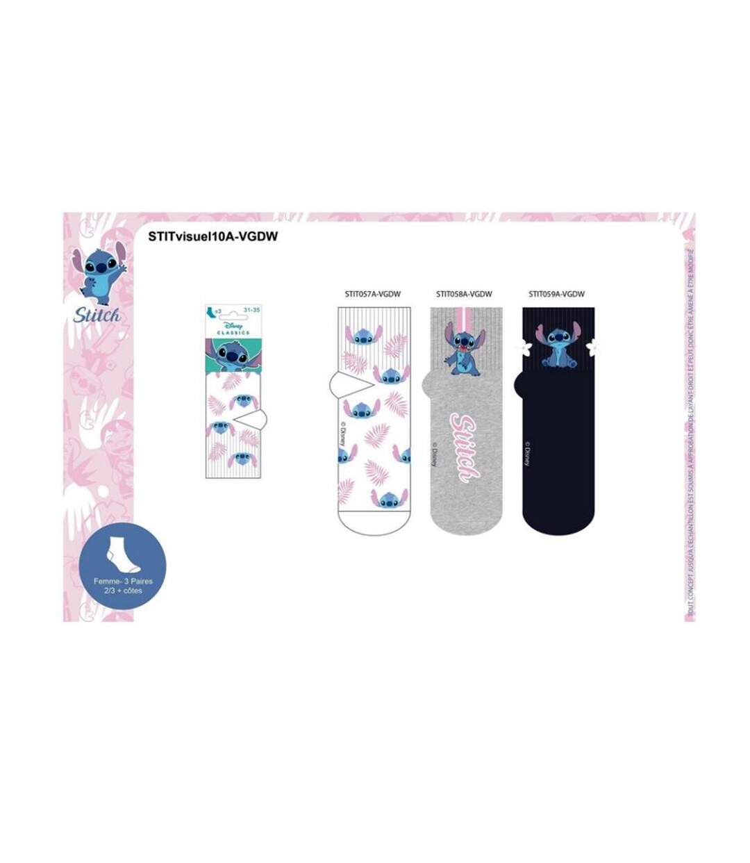 Chaussettes Pack Femme LILO ET STITCH Pack de 6 Paires 1487 QUARTER-5