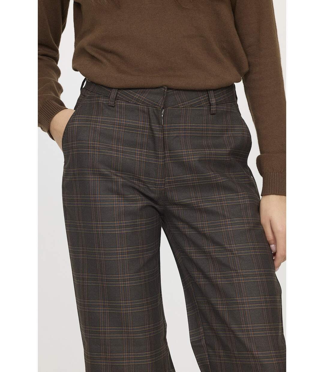 Pantalon JANIS check Dark brown-5