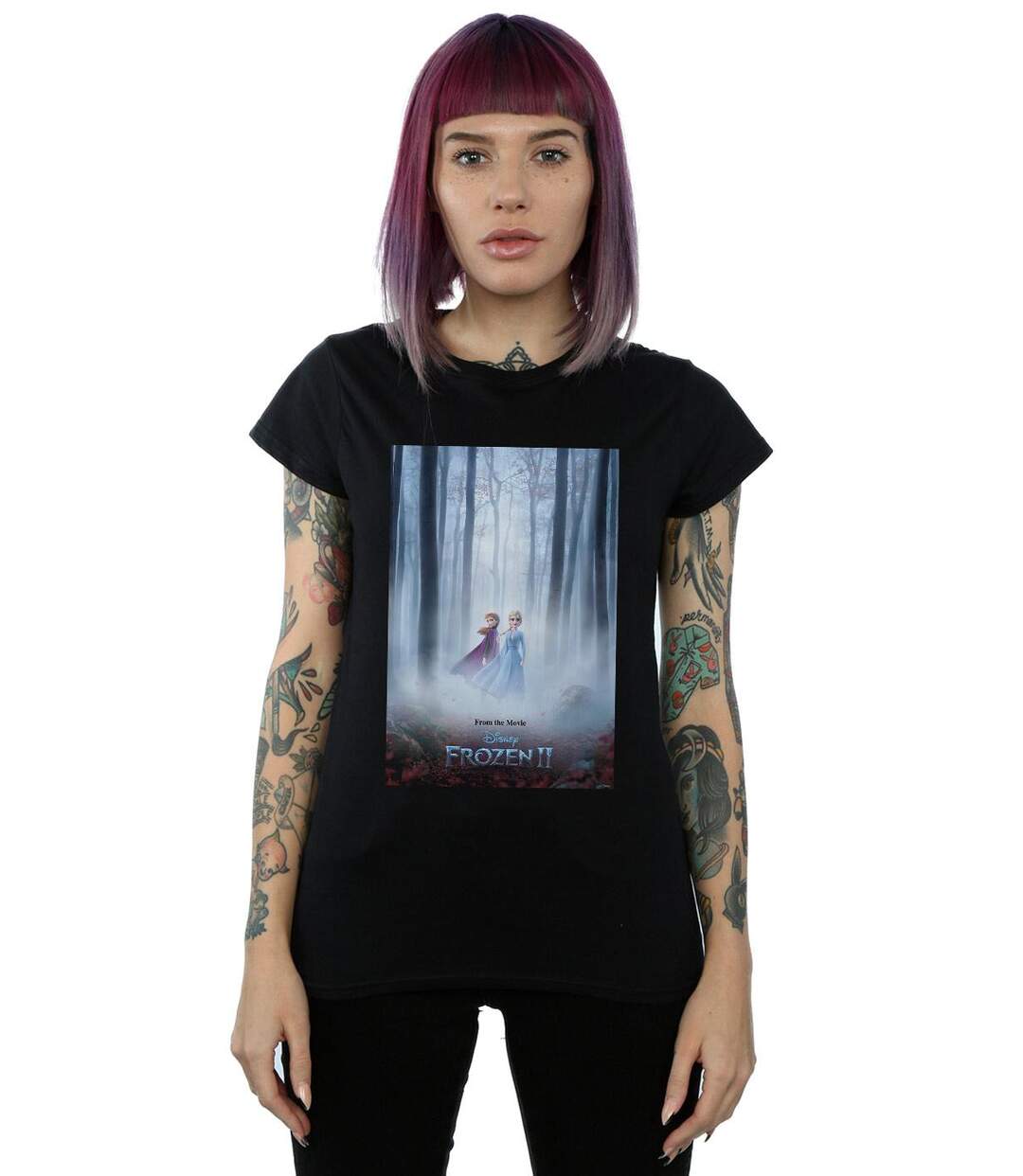 Disney T-shirt en coton Femmes/Dames Frozen 2 Movie Poster (Noir) - UTBI21609-2
