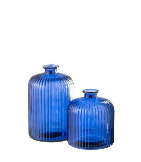 Vase Bouteille en Verre Stripe 23cm Bleu