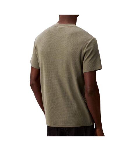 T-Shirt kaki homme calvin klein jeans waffle badge