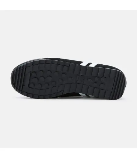 Mens Dijon Suede Running Trainers Black White Patrick