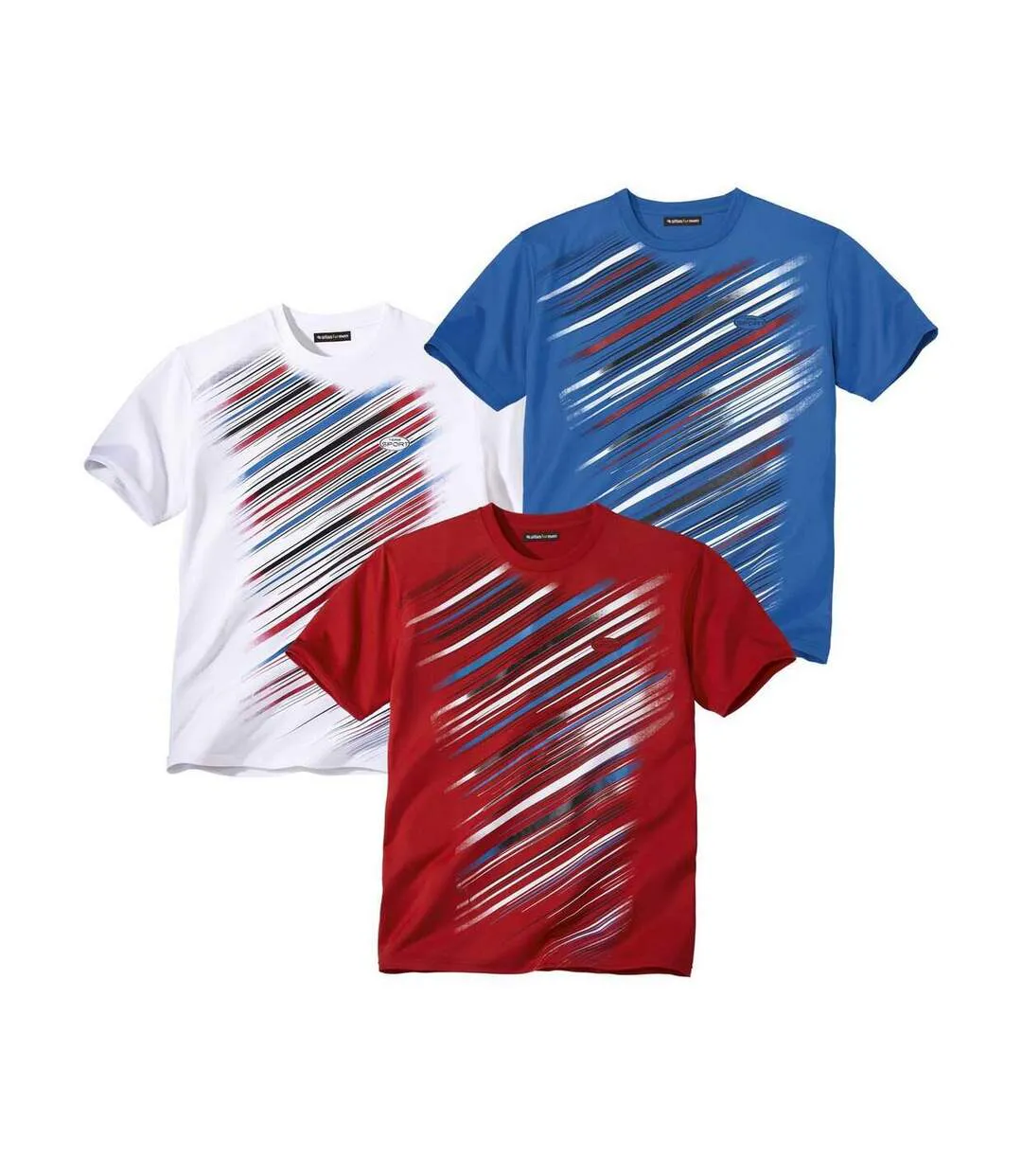 Atlas For Men Mens Sports T-Shirt (Pack of 3) (White/Red/Blue) - UTAF107-1