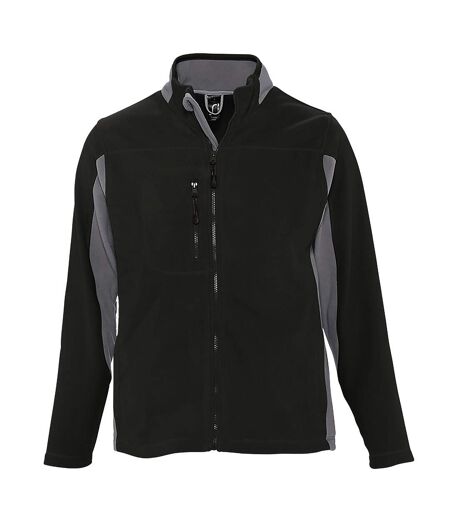 SOLS Mens Nordic Full Zip Contrast Fleece Jacket (Black/Medium Grey)