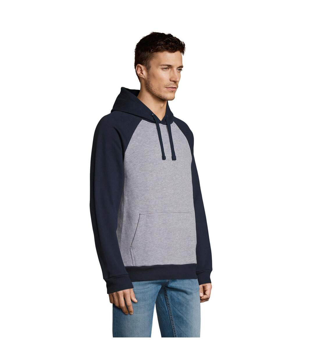 Sweat Seattle Adulte Gris Chiné Bleu Marine Français SOLS-3