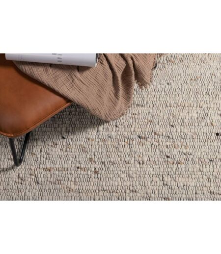 Tapis Déco en Laine Loump 160x230cm Blanc & Beige