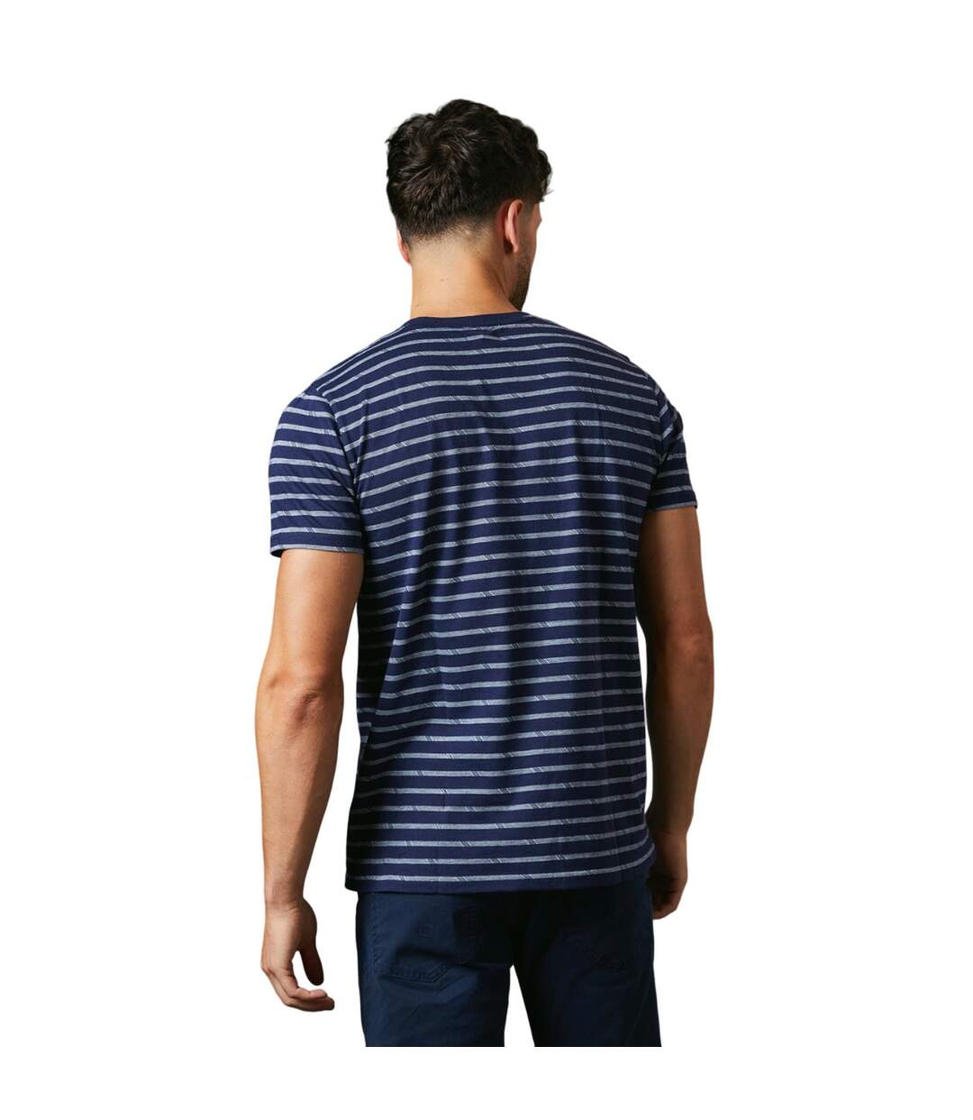 Mens phoenix stripe t-shirt navy Maine-2