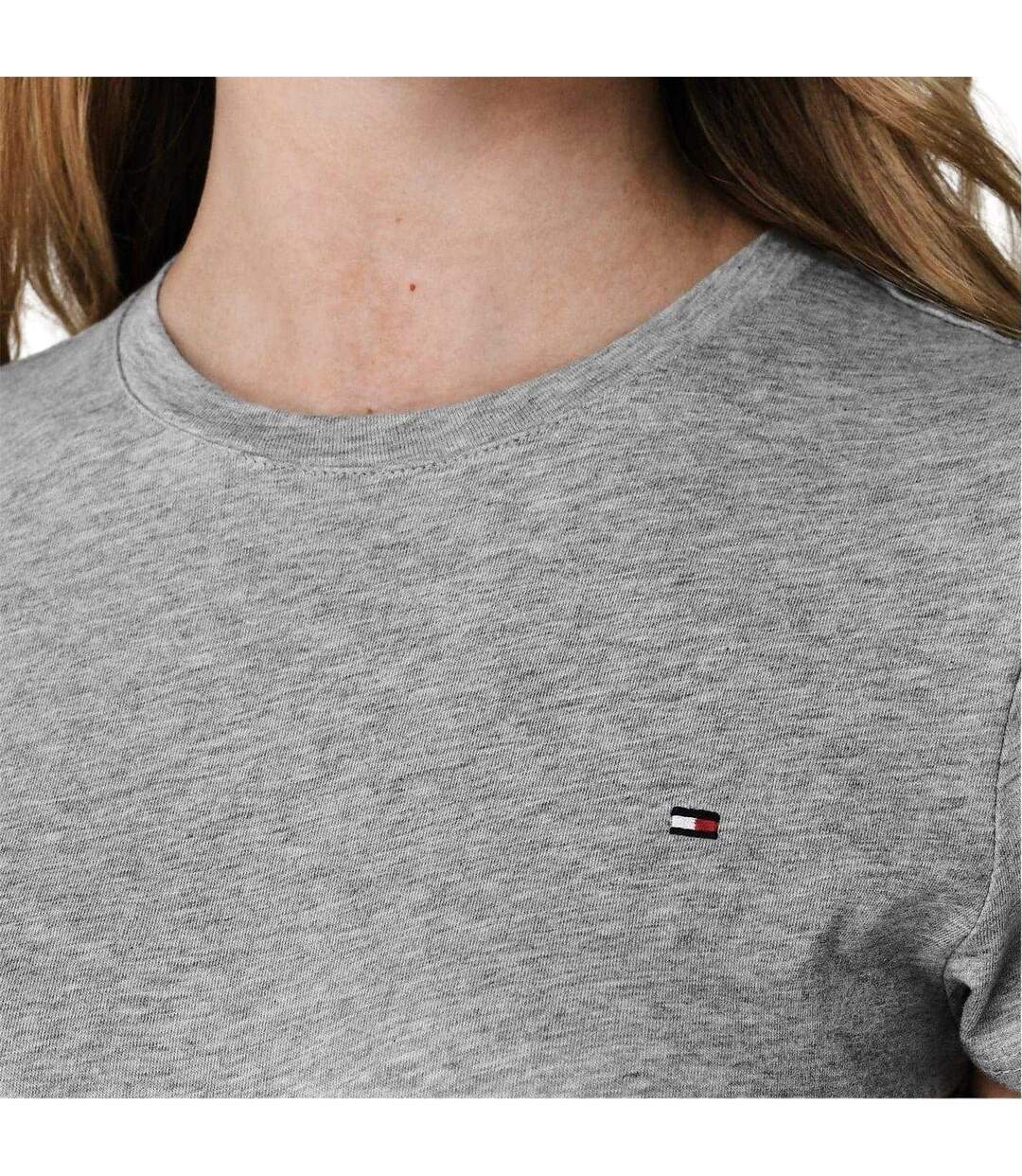 T-shirt Motif/style Logo Brodé Femme Gris Clair Chiné Tommy Hilfiger-4