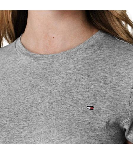 T-shirt Motif/style Logo Brodé Femme Gris Clair Chiné Tommy Hilfiger
