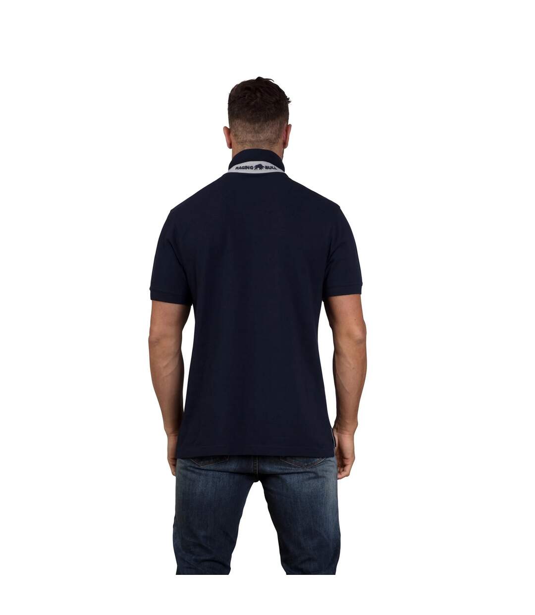 Mens Classic Organic Polo Shirt Navy Raging Bull-2
