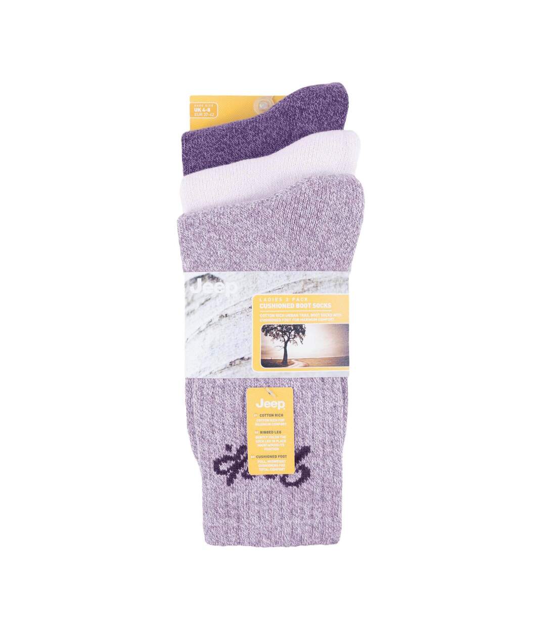 Ladies Ribbed Outdoor Boot Socks - 3 Pack, Reinforced Heel and Toe Hiking Socks-2