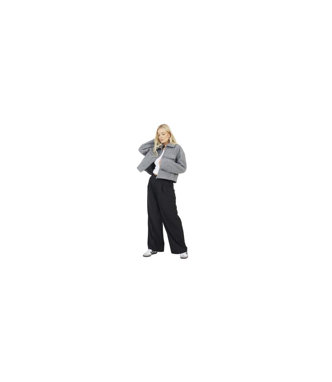 Womens/ladies Izai Bouclé Jacket Charcoal Grey Brave Soul-1