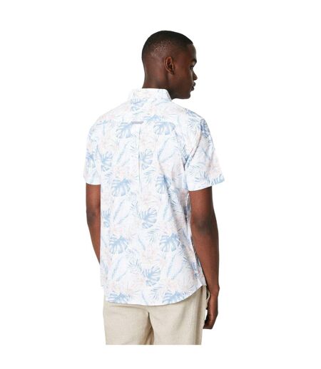 Mens leaf print short-sleeved shirt light blue Maine