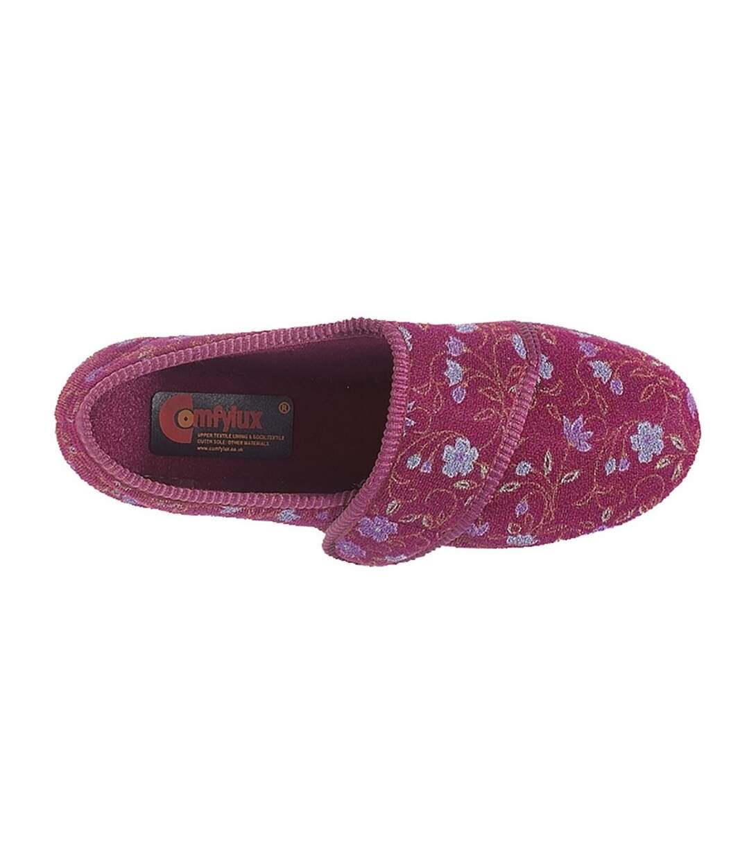 Comfylux Womens/Ladies Sally Floral Side Seam Superwide Slippers (Wine) - UTDF526