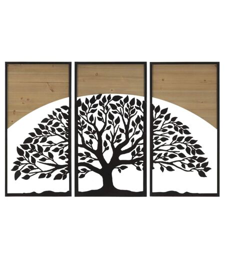 Lot de 3 Décorations Murales Encadrées Arc 105cm Noir & Naturel