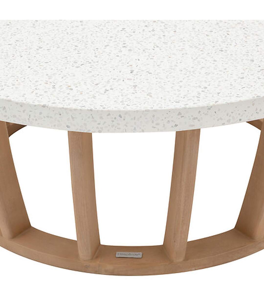 Table basse de jardin ronde en bois et béton LEMINDO - Marron-4