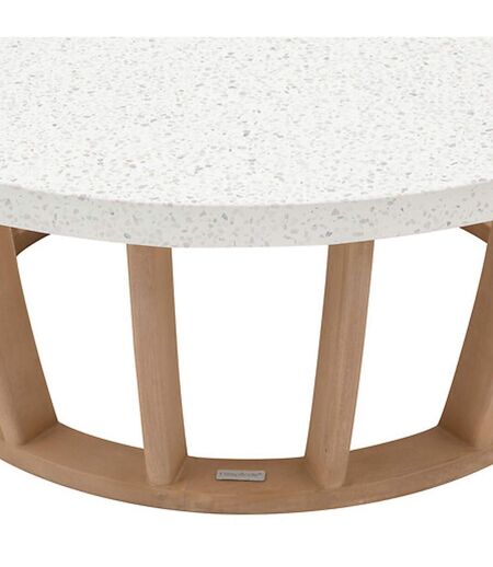 Table basse de jardin ronde en bois et béton LEMINDO - Marron