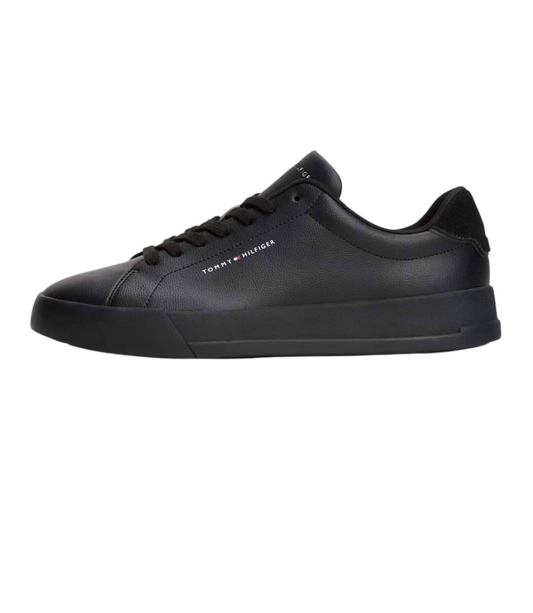 Mens Pebble Grain Court Leather Trainers Black Tommy Hilfiger-3