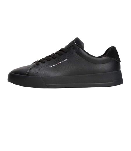 Mens Pebble Grain Court Leather Trainers Black Tommy Hilfiger