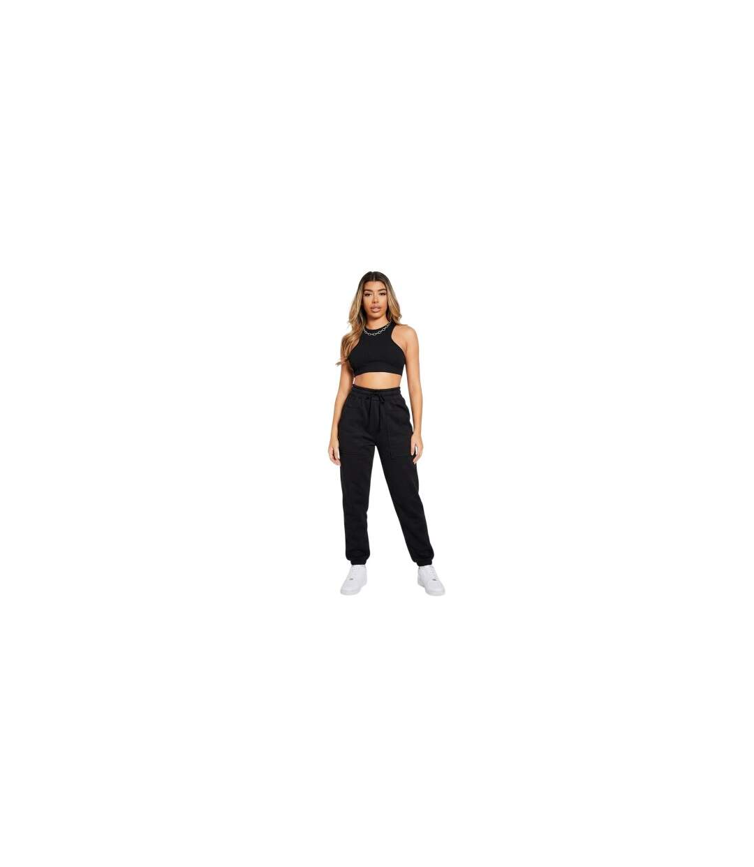 Womens/ladies Racer Crop Top Black Missy Empire-1