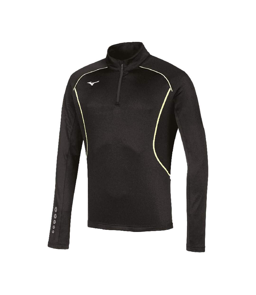 Sweat noir/vert homme mizuno team premium warmer-1