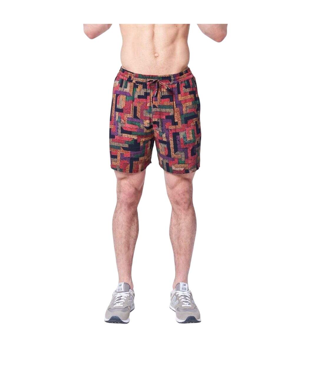 Mens Geometric Shorts Black Native Youth-1