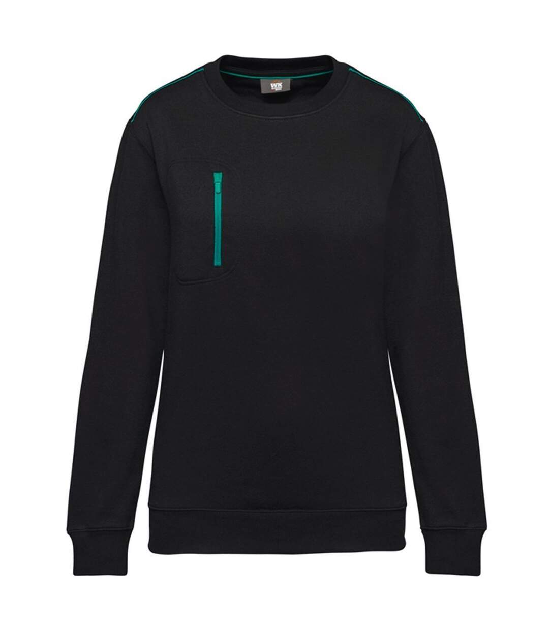 Sweat professionnel avec zip contrasté - Unisexe - WK403 - noir et vert kelly