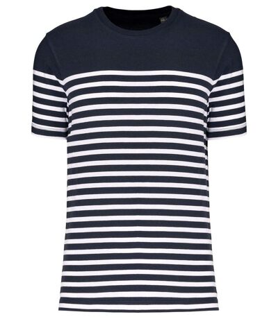 T-shirt rayé coton bio marinière homme - k3033 - bleu marine et blanc
