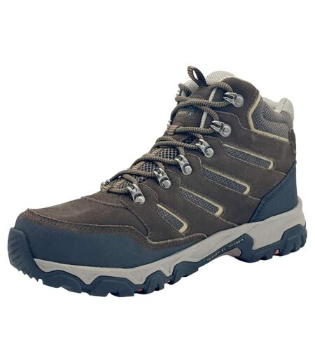 Mens Mount Mid Leather Waterproof Walking Boots Brown Karrimor