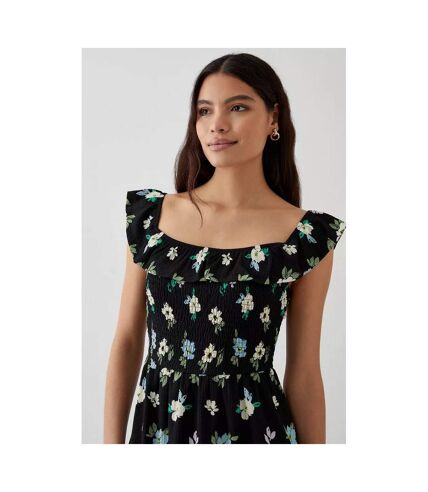 Dorothy Perkins Womens/Ladies Floral Shirred Mini Dress (Black) - UTDP2036