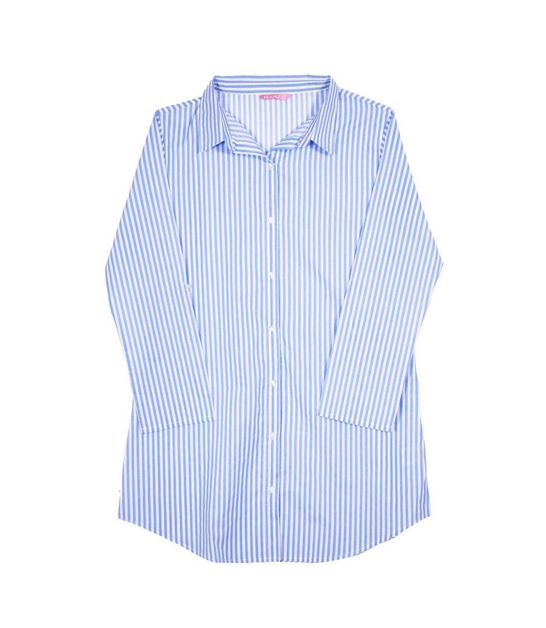 Chemise De Nuit Motif/style À Rayures Femme Bleu Blanc Keanu-2