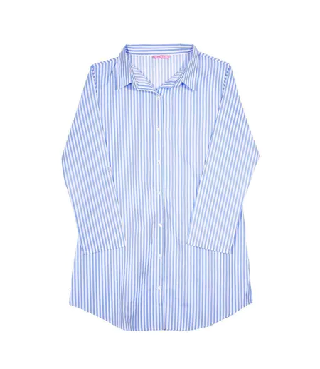 Chemise De Nuit Motif/style À Rayures Femme Bleu Blanc Keanu