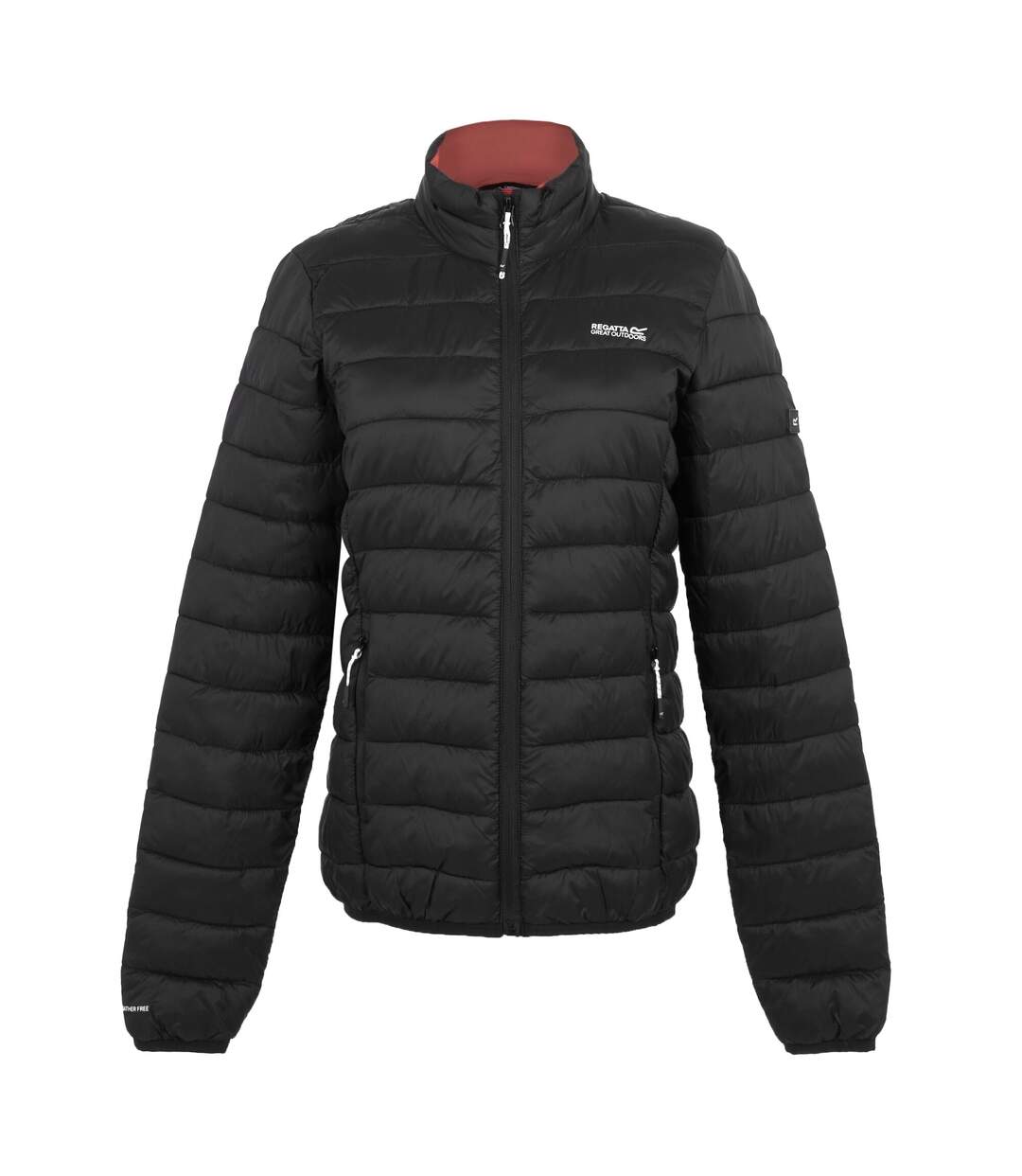 Womens/ladies Marizion Quilted Jacket Black Mineral Red Regatta-2