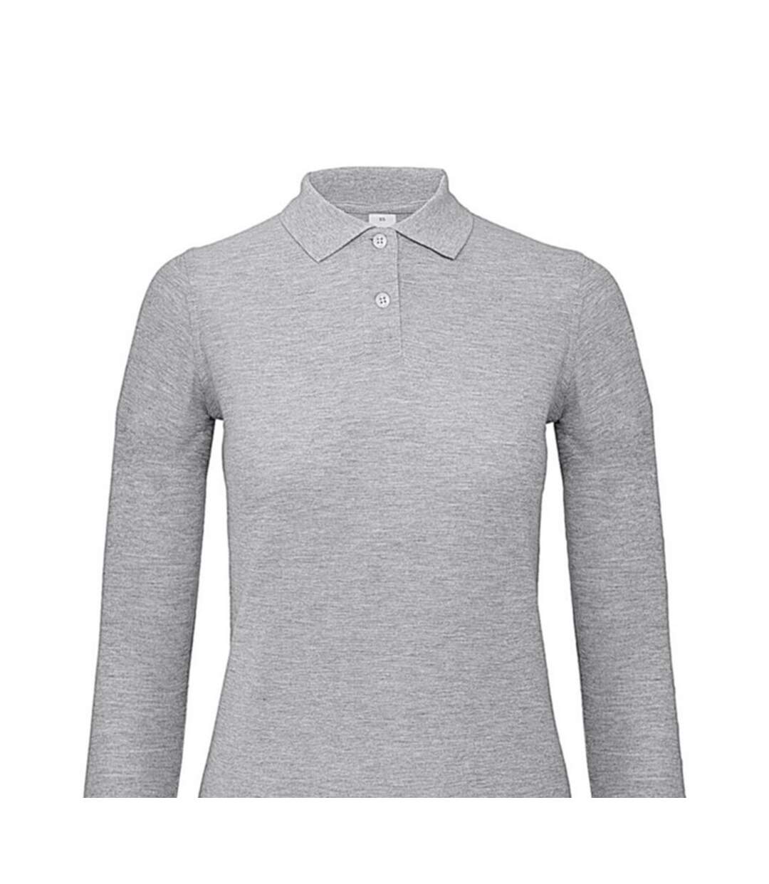 Polo Manches Longues Id.001 Femme Gris Chiné B&C-2