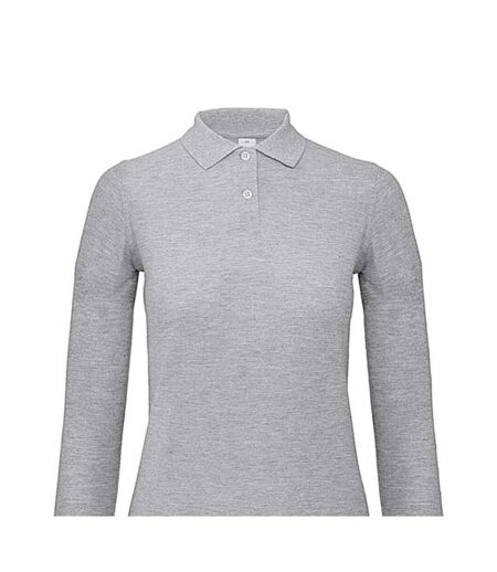 Polo Manches Longues Id.001 Femme Gris Chiné B&C